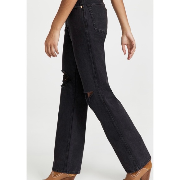 Re/Done High Rise Loose Washed Black with Rips - Picture 4 of 10